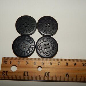 4 UGG - Black - Large Wooden Replacement Buttons 3cm for Boots & Shoes